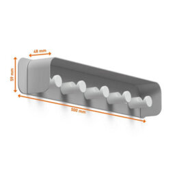 Durable Durastore Aluminium Wall Mounted Coat Rack 5 Hooks With Shelf - Grey - thumbnail 3