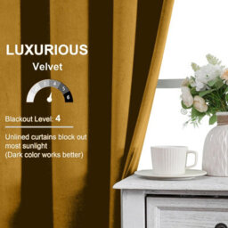 Imperial Rooms Door Single Panel Crushed Velvet Curtain Thermal Ready Made Blackout Eyelet Curtains Ochre 66X84 Inches - thumbnail 3