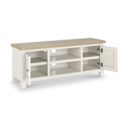 Farro Coconut White 120Cm Tv Unit With Washed Oak Top - Fully Assembled By Roseland Furniture - thumbnail 7