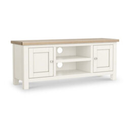 Farro Coconut White 120Cm Tv Unit With Washed Oak Top - Fully Assembled By Roseland Furniture - thumbnail 2