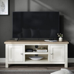 Farro Coconut White 120Cm Tv Unit With Washed Oak Top - Fully Assembled By Roseland Furniture - thumbnail 5