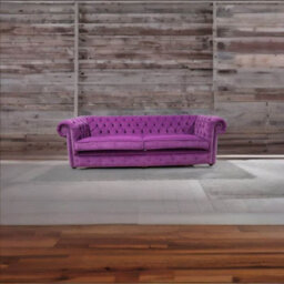 Chesterfield 4 Seater Sofa Settee Pimlico Grape Purple Fabric In Classic Style - thumbnail 4