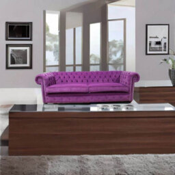 Chesterfield 4 Seater Sofa Settee Pimlico Grape Purple Fabric In Classic Style - thumbnail 2