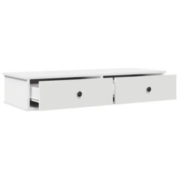Berkfield Wall Shelf With Drawers White 100X37.5X19 Cm Engineered Wood - thumbnail 7
