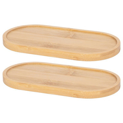 Harbour Housewares Bamboo Soap Dispenser Trays - Brown - Pack Of 2 - image 1