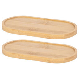 Harbour Housewares Bamboo Soap Dispenser Trays - Brown - Pack Of 2 - thumbnail 1