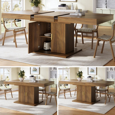 Matteo Extendable Dining Table With Integrated Storage, Walnut Finish, 140-180Cm - image 1
