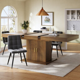 Matteo Extendable Dining Table With Integrated Storage, Walnut Finish, 140-180Cm - thumbnail 7