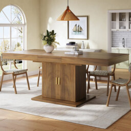 Matteo Extendable Dining Table With Integrated Storage, Walnut Finish, 140-180Cm - thumbnail 4