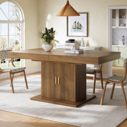 Matteo Extendable Dining Table With Integrated Storage, Walnut Finish, 140-180Cm - thumbnail 2