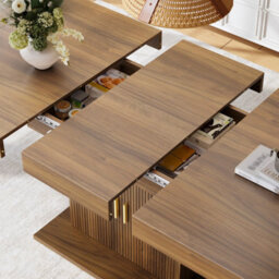 Matteo Extendable Dining Table With Integrated Storage, Walnut Finish, 140-180Cm - thumbnail 9