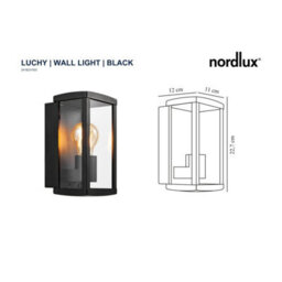 Nordlux Luchy Outdoor Metal Wall Light Weatherproof Black,mains - thumbnail 7