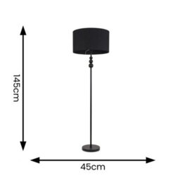 Valuelights Marissa Matte Black Stacked Ball Floor Lamp With Black Drum Shade - Led Bulb Included - thumbnail 7