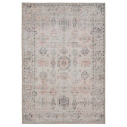 Loomed Vintage Design Cotton Chenille Rug Cream Grey Beige Machine Washable 80Cm X 150Cm - thumbnail 9