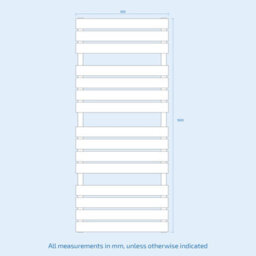 Nes Home 1600 X 600 mm Central Connection Towel Radiator White Single Flat Tube - thumbnail 4