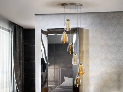 Luminosa Lighting Luminosa Taccia Integrated Led 6 Light Crystal Cluster Drop Ceiling Pendant Chrome - Uk Stock - image 1