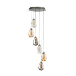Luminosa Lighting Luminosa Taccia Integrated Led 6 Light Crystal Cluster Drop Ceiling Pendant Chrome - Uk Stock - thumbnail 2
