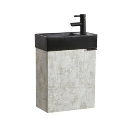Homestylestore 400mm Grey Wall Hung Bathroom Vanity Unit Black Basin And Black Finger Pull Handle - thumbnail 1