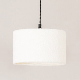 Valuelights Reni Cream Boucle Drum Shade 3 Drop Bar Matte Black Diner Ceiling Pendant Light - thumbnail 3