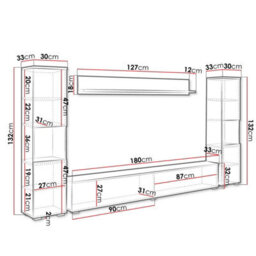 Paris Xl Living Room Wall Unit Modern Led Furniture Set With Tv Cabinet Shelves And Display Units Matera White Gloss - thumbnail 2