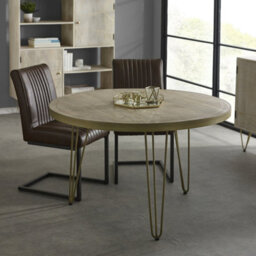 Worcester Light Gold Stylish Round Dining Table - thumbnail 1