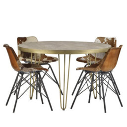 Worcester Light Gold Stylish Round Dining Table - thumbnail 2