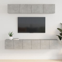 Berkfield 5 Piece Tv Cabinet Set Concrete Grey Engineered Wood - thumbnail 1
