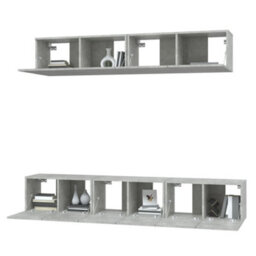 Berkfield 5 Piece Tv Cabinet Set Concrete Grey Engineered Wood - thumbnail 4