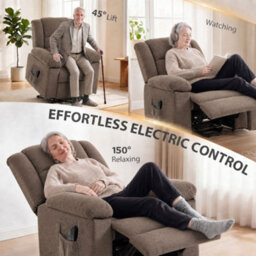Homcom Oversized Riser Recliner Chair With Vibration Massage And Heat, Brown - thumbnail 4