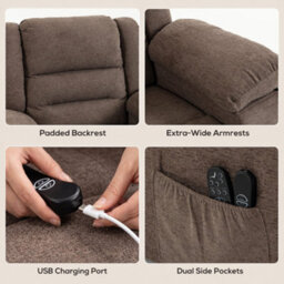 Homcom Oversized Riser Recliner Chair With Vibration Massage And Heat, Brown - thumbnail 8