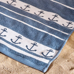 Catherine Lansfield Anchors Absorbent Beach Towel Blue 90X180Cm - thumbnail 2