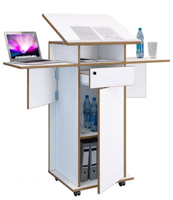 Vcm Wood Standing Desk Speaker Console Rollers Salia T - image 1