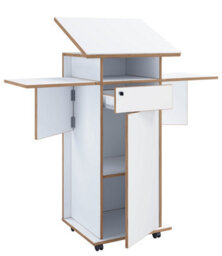 Vcm Wood Standing Desk Speaker Console Rollers Salia T - thumbnail 3