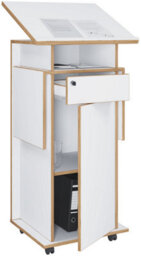 Vcm Wood Standing Desk Speaker Console Rollers Salia T - thumbnail 2