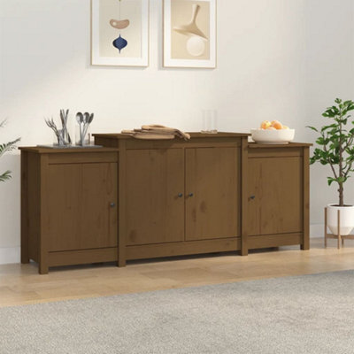 Berkfield Sideboard Honey Brown 164X37X68 Cm Solid Wood Pine - image 1