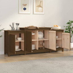 Berkfield Sideboard Honey Brown 164X37X68 Cm Solid Wood Pine - thumbnail 3