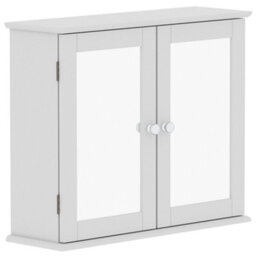 Lassic Hayle Matt White Bathroom Double Wall Cabinet Mirrored (H)47Cm (W)57Cm