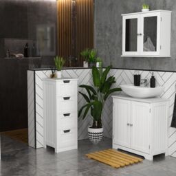 Lassic Hayle Matt White Bathroom Double Wall Cabinet Mirrored (H)47Cm (W)57Cm - thumbnail 3