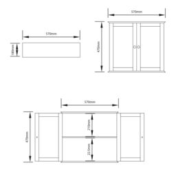 Lassic Hayle Matt White Bathroom Double Wall Cabinet Mirrored (H)47Cm (W)57Cm - thumbnail 5
