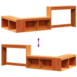Berkfield Bedside Cabinet With Desk Wax Brown 232X112X75 Cm Solid Wood Pine - thumbnail 7