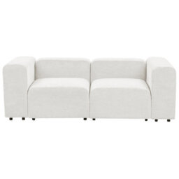 Beliani Modular Sofa 2 Seater Falsterbo Corduroy Off-White - thumbnail 4