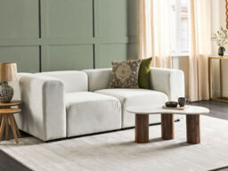 Beliani Modular Sofa 2 Seater Falsterbo Corduroy Off-White - thumbnail 2