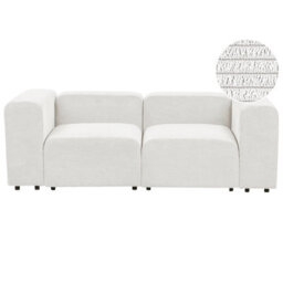 Beliani Modular Sofa 2 Seater Falsterbo Corduroy Off-White - thumbnail 1