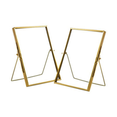 "Nicola Spring Standing Metal Photo Frames - 5"" X 7"" - Gold - Picture Frame Freestanding Frame Display Poster Frame - Set Of 2" - image 1