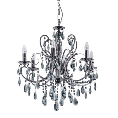 Luminosa Lighting Luminosa Classic Chandeliers Black 6 Light  With Crystal Shade, E14 - image 1