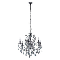 Luminosa Lighting Luminosa Classic Chandeliers Black 6 Light  With Crystal Shade, E14 - thumbnail 2