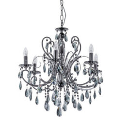 Luminosa Lighting Luminosa Classic Chandeliers Black 6 Light  With Crystal Shade, E14 - thumbnail 1