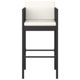 Berkfield 5 Piece Garden Bar Set With Cushions Black Poly Rattan - thumbnail 5