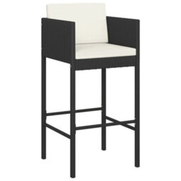 Berkfield 5 Piece Garden Bar Set With Cushions Black Poly Rattan - thumbnail 4