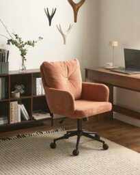 Beliani Desk Chair Alpine Fabric Golden Brown - thumbnail 2